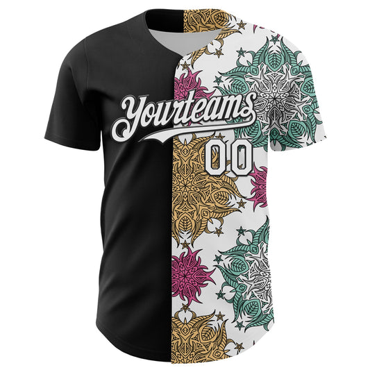 Custom Black White 3D Pattern Design Vintage Tattoos Authentic Baseball Jersey - Sky-Custom