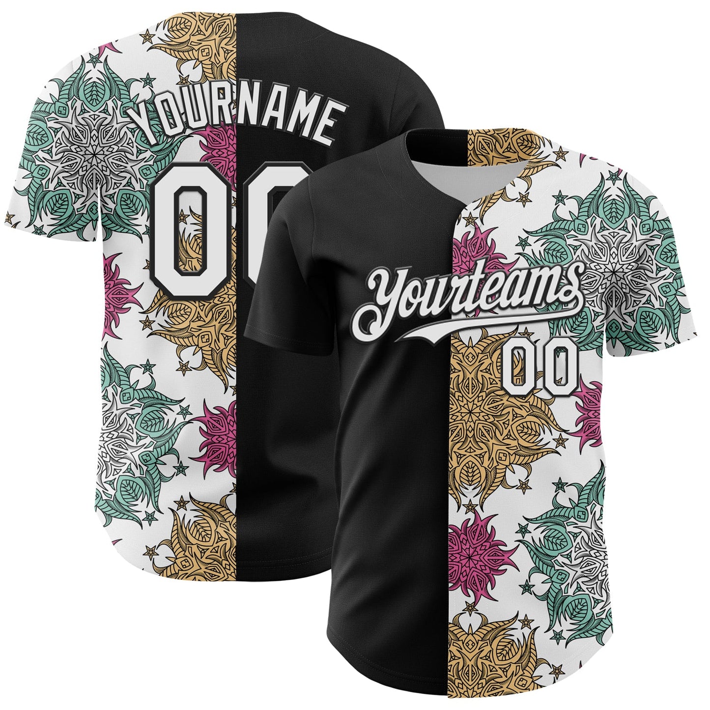 Custom Black White 3D Pattern Design Vintage Tattoos Authentic Baseball Jersey - Sky-Custom