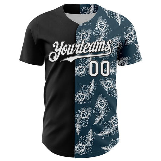 Custom Black White 3D Pattern Design Vintage Tattoos Authentic Baseball Jersey - Sky-Custom