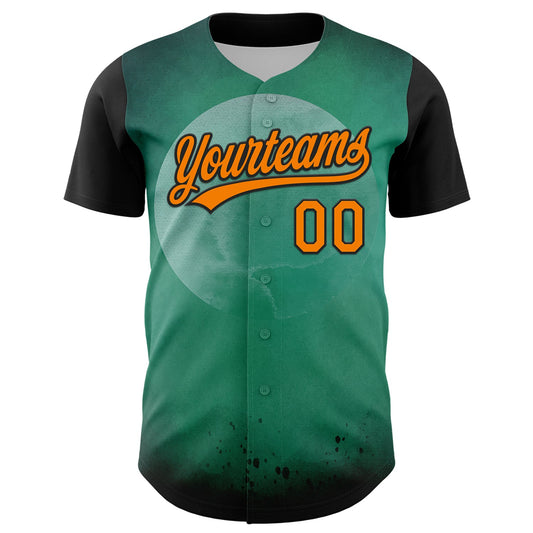 Custom Green Bay Orange-Black 3D Halloween Authentic Baseball Jersey - Sky-Custom