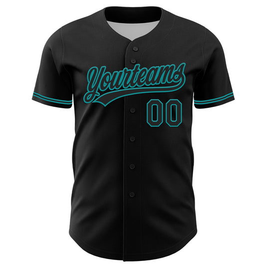 Custom Black Teal 3D Halloween Authentic Baseball Jersey - Sky-Custom