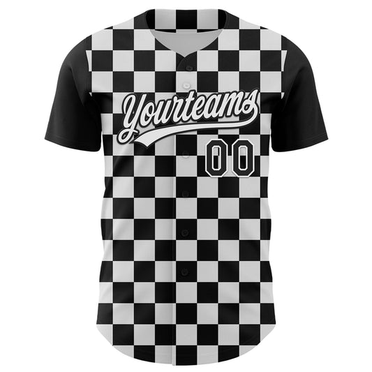 Custom Black White 3D Halloween Authentic Baseball Jersey - Sky-Custom