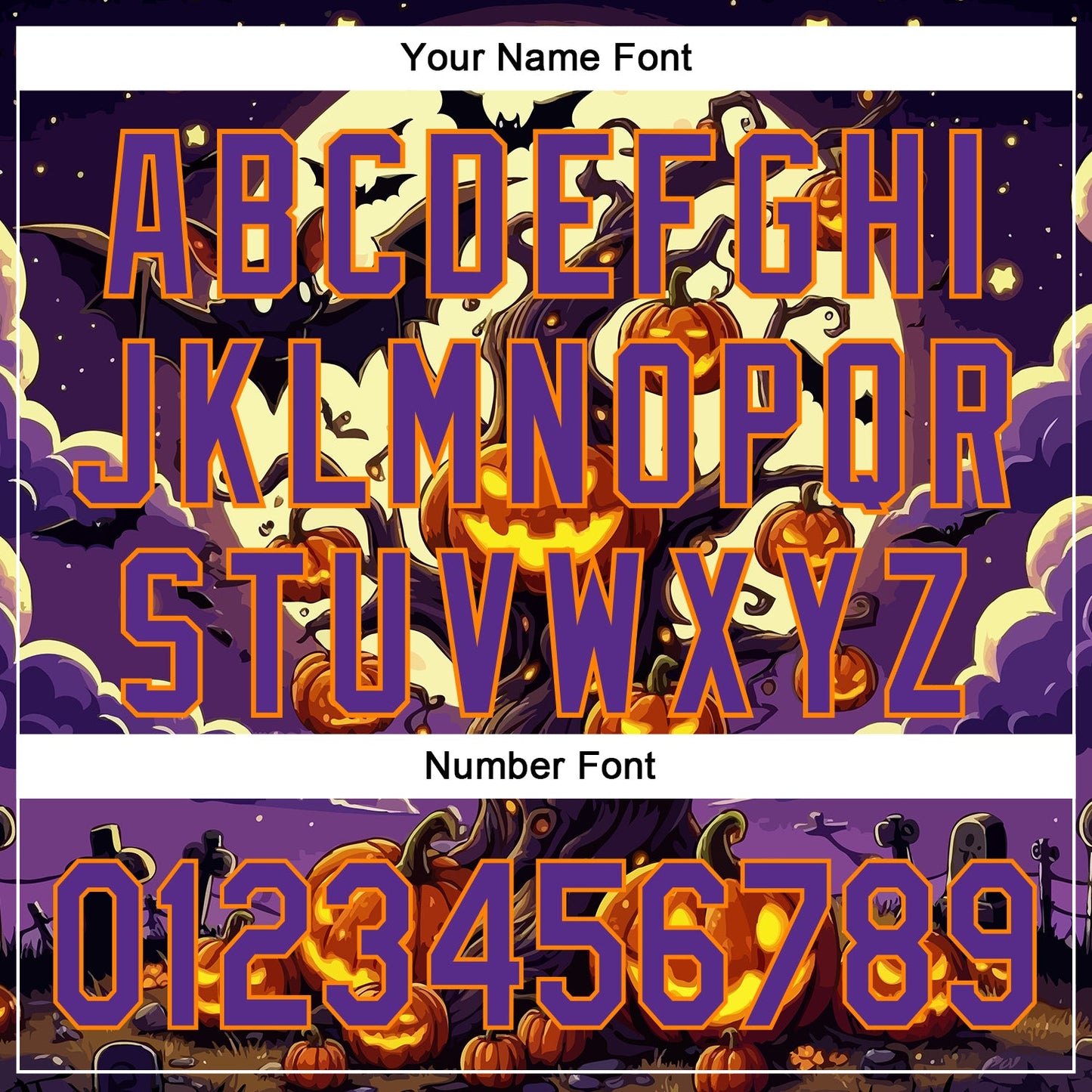 Custom Purple Bay Orange 3D Halloween Authentic Baseball Jersey - Sky-Custom