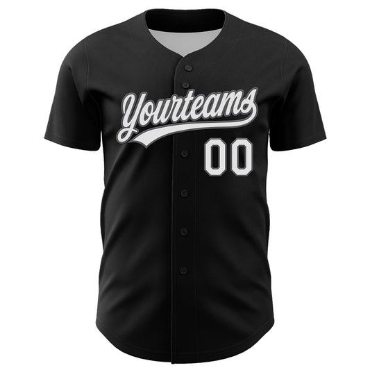 Custom Black White-Steel Gray 3D Halloween Authentic Baseball Jersey - Sky-Custom