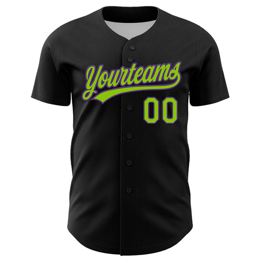 Custom Black Neon Green-Purple 3D Halloween Authentic Baseball Jersey - Sky-Custom