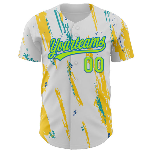 Custom White Neon Green-Blue 3D Halloween Authentic Baseball Jersey - Sky-Custom