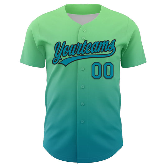 Custom Pea Green Teal-Black 3D Halloween Authentic Baseball Jersey - Sky-Custom