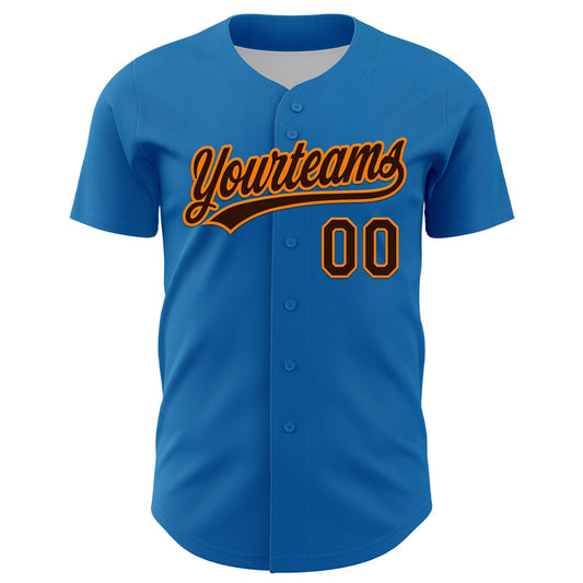 Custom Blue Brown-Bay Orange 3D Halloween Authentic Baseball Jersey - Sky-Custom