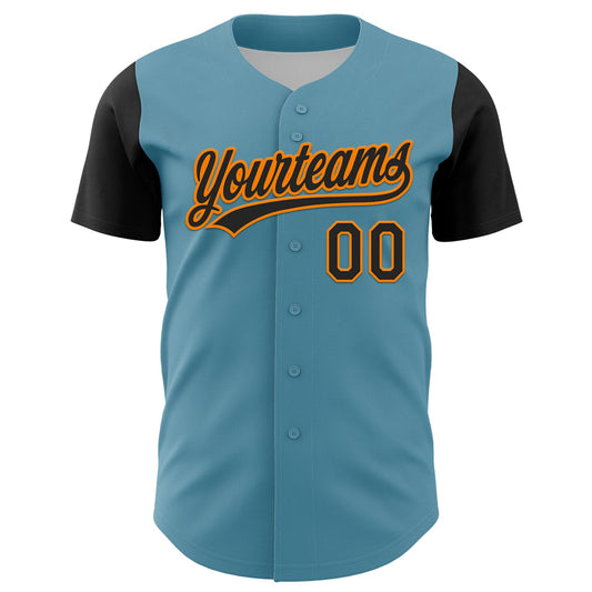 Custom Shadow Blue Black-Bay Orange 3D Halloween Authentic Baseball Jersey - Sky-Custom