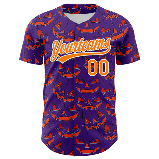 Custom Purple Bay Orange-White 3D Halloween Authentic Baseball Jersey - Sky-Custom