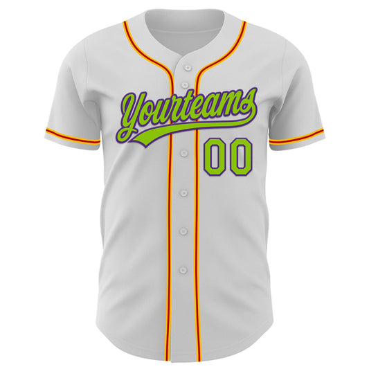 Custom White Neon Green Purple Gold-Red 3D Halloween Authentic Baseball Jersey - Sky-Custom