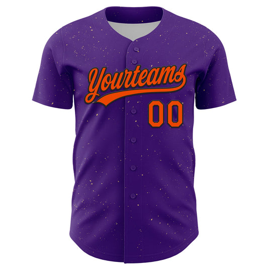 Custom Purple Orange-Black 3D Halloween Authentic Baseball Jersey - Sky-Custom