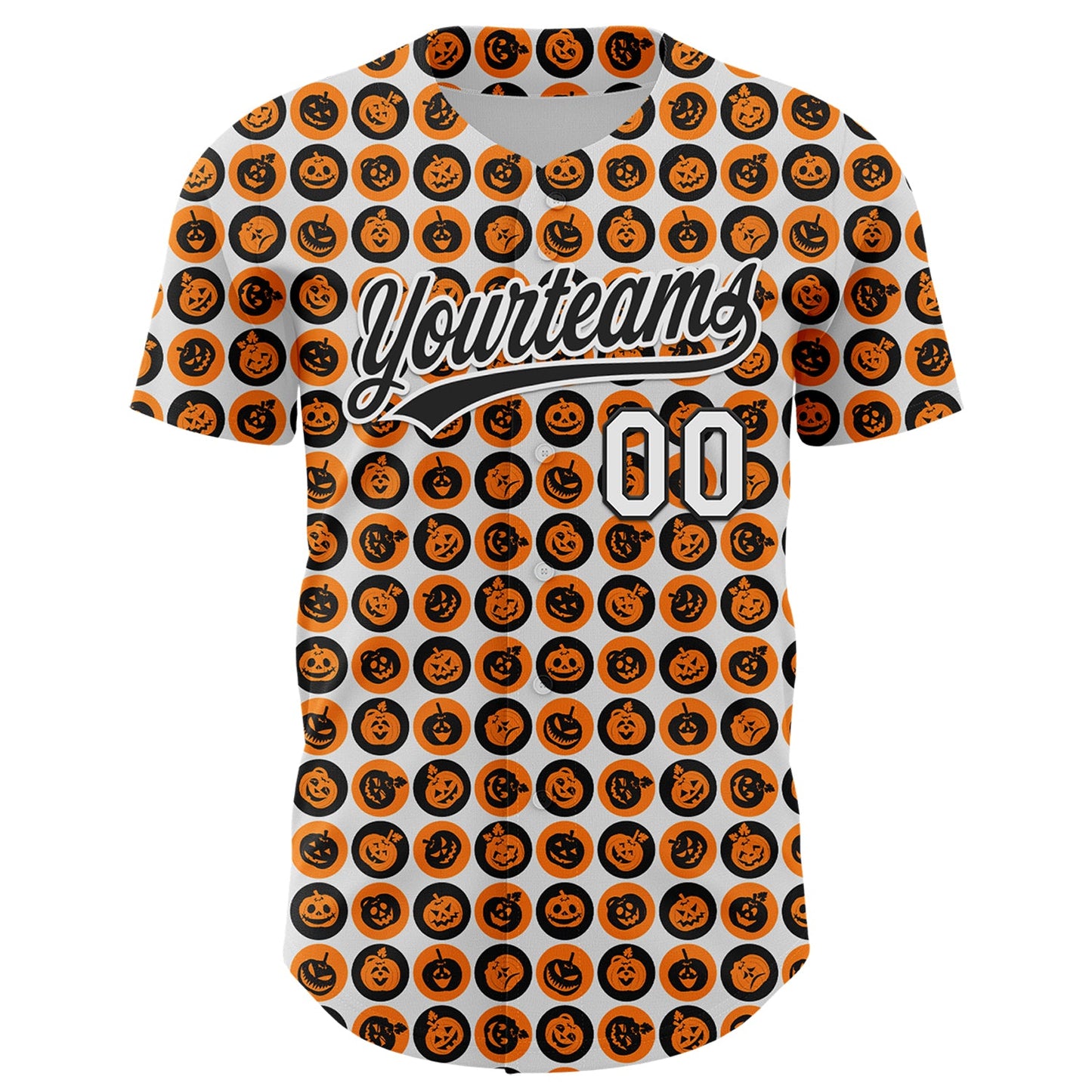 Custom White Orange-Black 3D Halloween Authentic Baseball Jersey - Sky-Custom