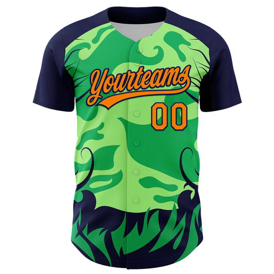 Custom Neon Green Bay Orange-Navy 3D Halloween Authentic Baseball Jersey - Sky-Custom