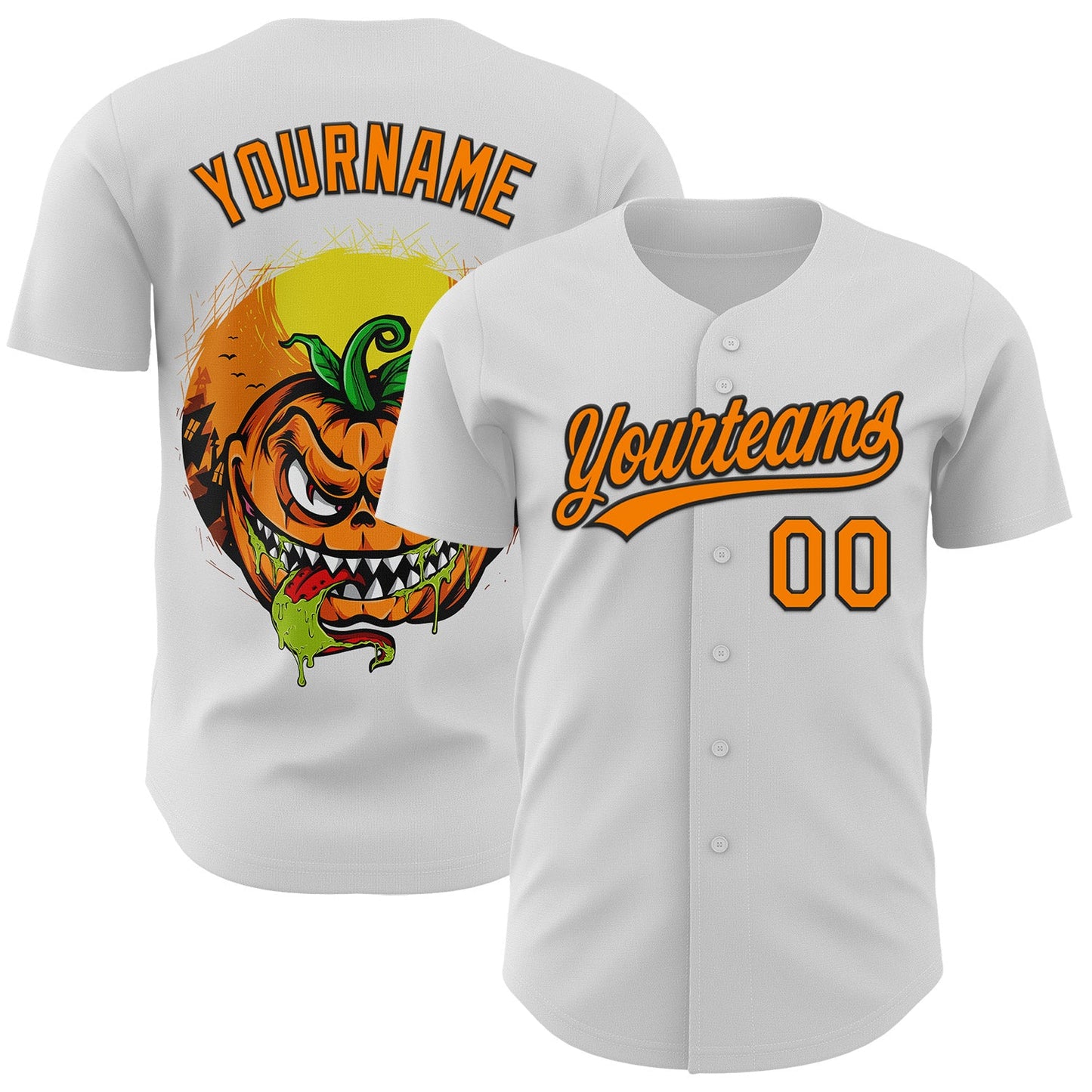 Custom White Bay Orange-Black 3D Halloween Authentic Baseball Jersey - Sky-Custom