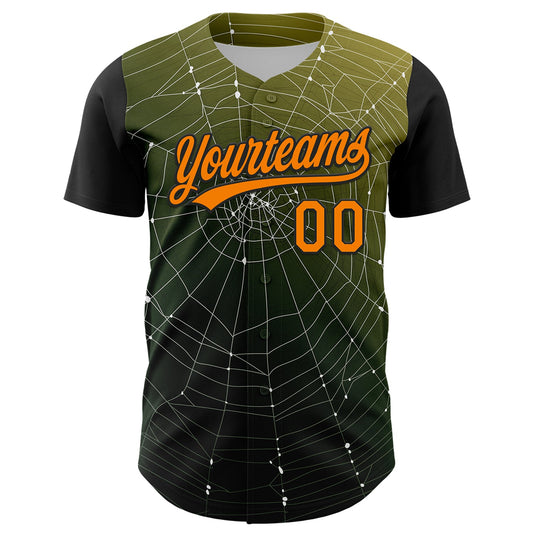 Custom Black Bay Orange 3D Halloween Authentic Baseball Jersey - Sky-Custom