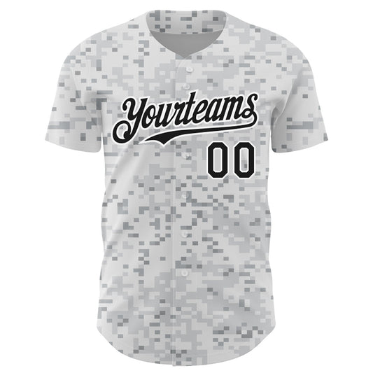 Custom Camo Black-White 3D Arctic Camouflage Authentic Baseball Jersey - Sky-Custom