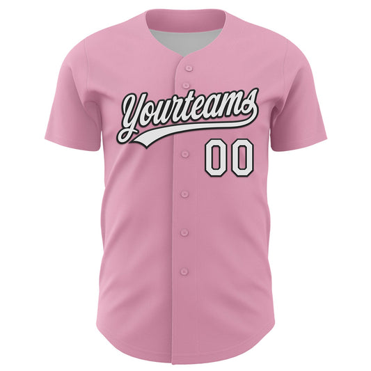 Custom Light Pink White-Black 3D Funny Christmas Authentic Baseball Jersey - Sky-Custom
