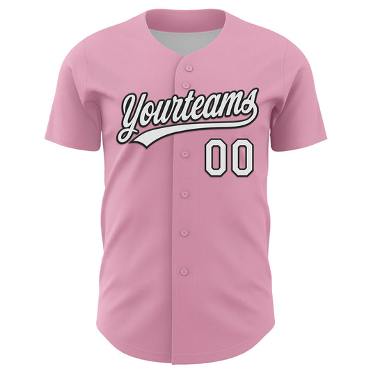 Custom Light Pink White-Black 3D Funny Christmas Authentic Baseball Jersey - Sky-Custom