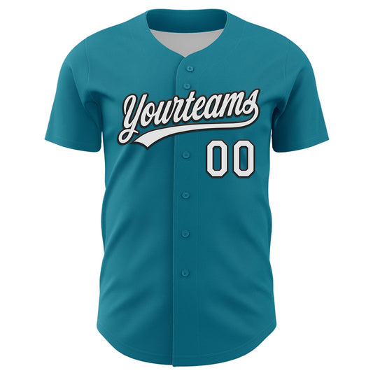 Custom Teal White-Black 3D Funny Christmas Authentic Baseball Jersey - Sky-Custom