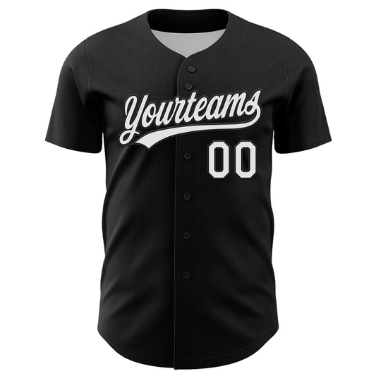 Custom Black White 3D Pattern Design Black History Month Authentic Baseball Jersey - Sky-Custom