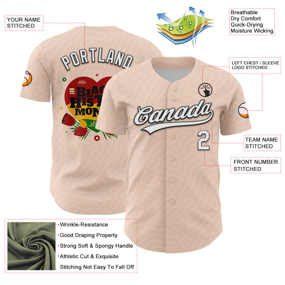 Custom Light Pink White-Black 3D Pattern Design Black History Month Authentic Baseball Jersey - Sky-Custom