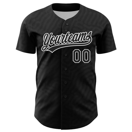 Custom Black White 3D Pattern Design Black History Month Authentic Baseball Jersey - Sky-Custom