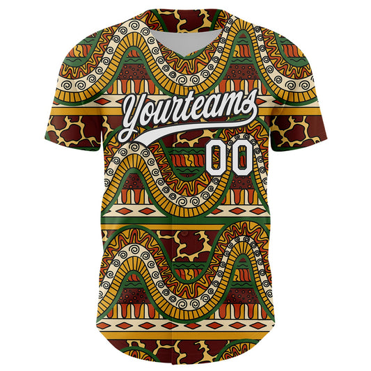 Custom Brown White-Black 3D Pattern Design Black History Month Authentic Baseball Jersey - Sky-Custom