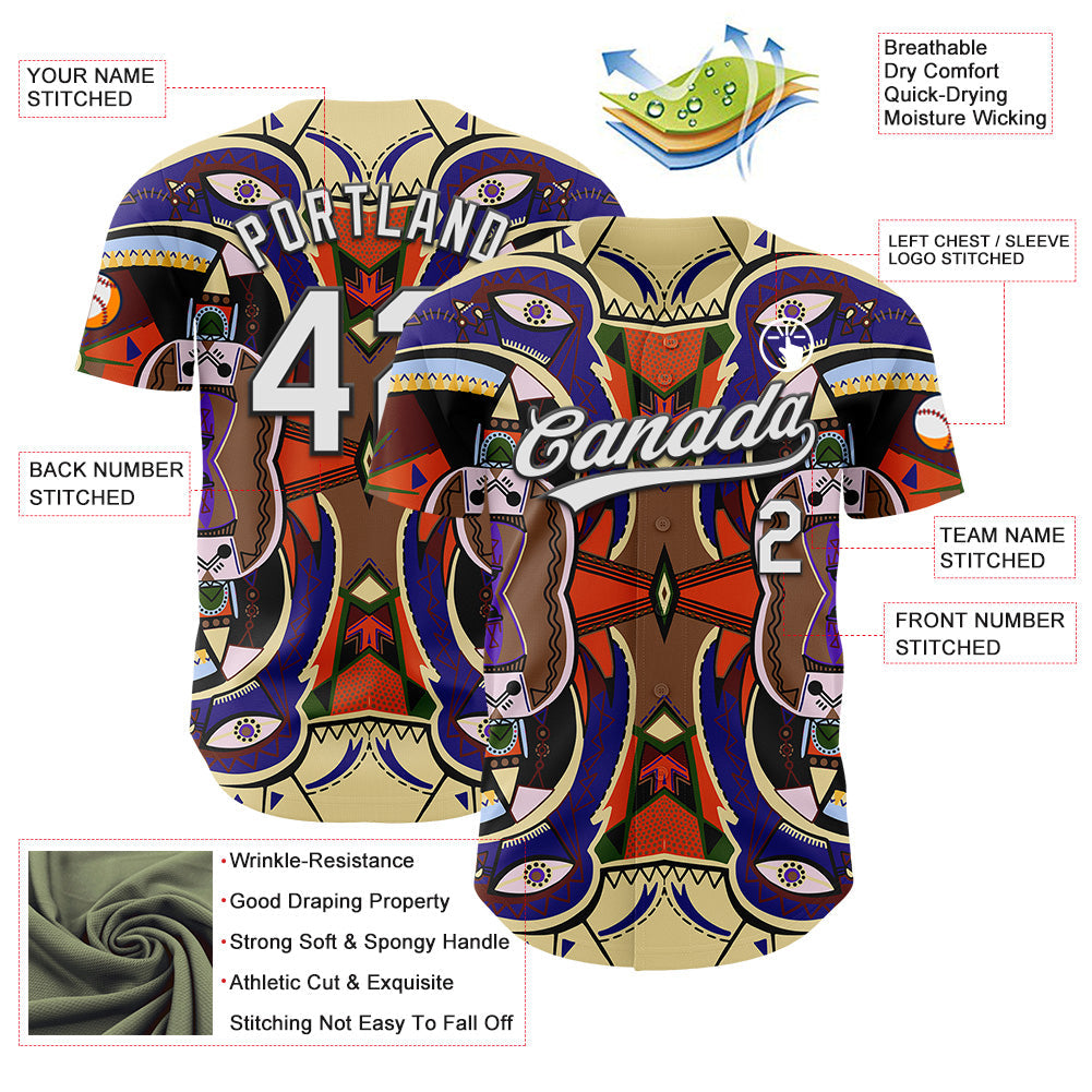 Custom Dark Purple White-Black 3D Pattern Design Black History Month Authentic Baseball Jersey - Sky-Custom
