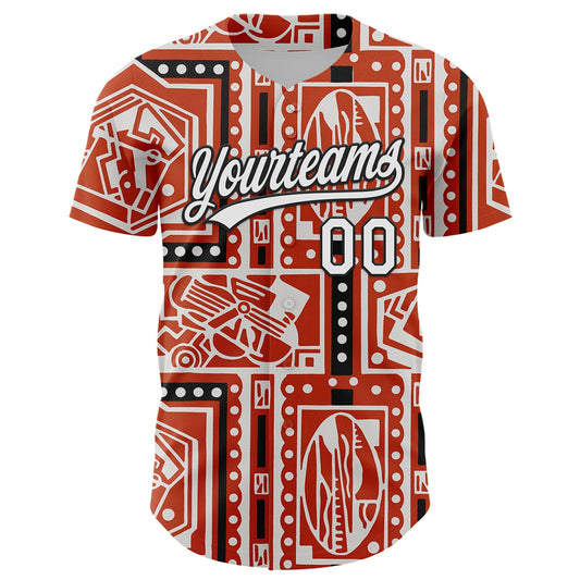 Custom Orange White-Black 3D Pattern Design Black History Month Authentic Baseball Jersey - Sky-Custom