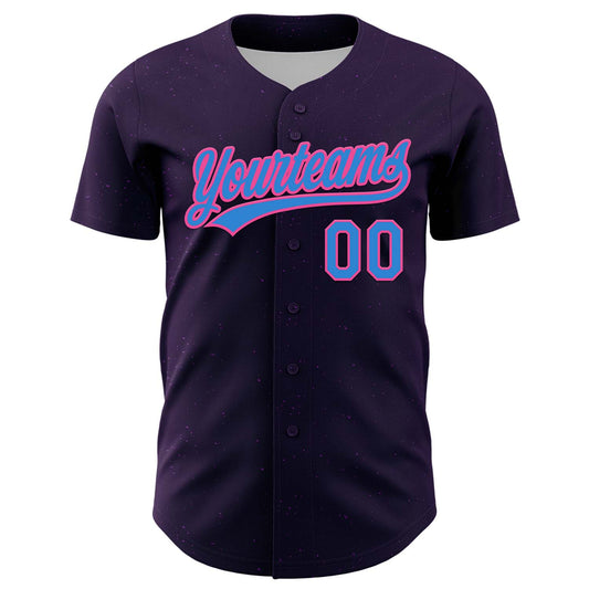 Custom Purple Electric Blue-Pink 3D Love Heart Valentine's Day Authentic Baseball Jersey - Sky-Custom