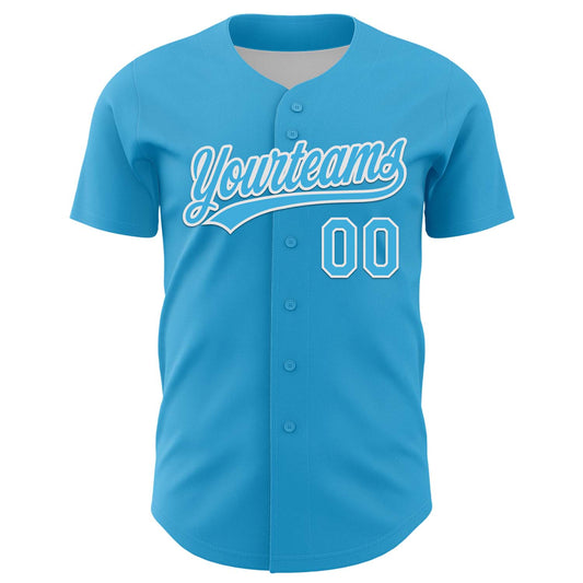 Custom Sky Blue White 3D Love Heart Valentine's Day Authentic Baseball Jersey - Sky-Custom