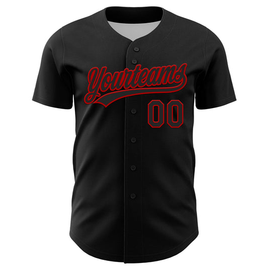 Custom Black Red 3D Love Heart Valentine's Day Authentic Baseball Jersey - Sky-Custom