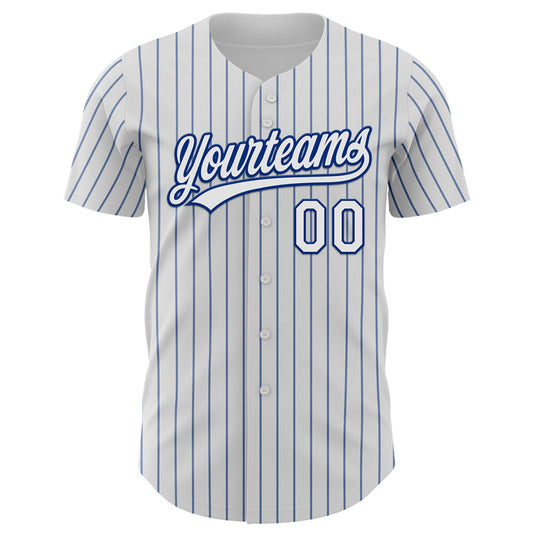 Custom White Royal Pinstripe Royal 3D Love Heart Valentine's Day Authentic Baseball Jersey - Sky-Custom