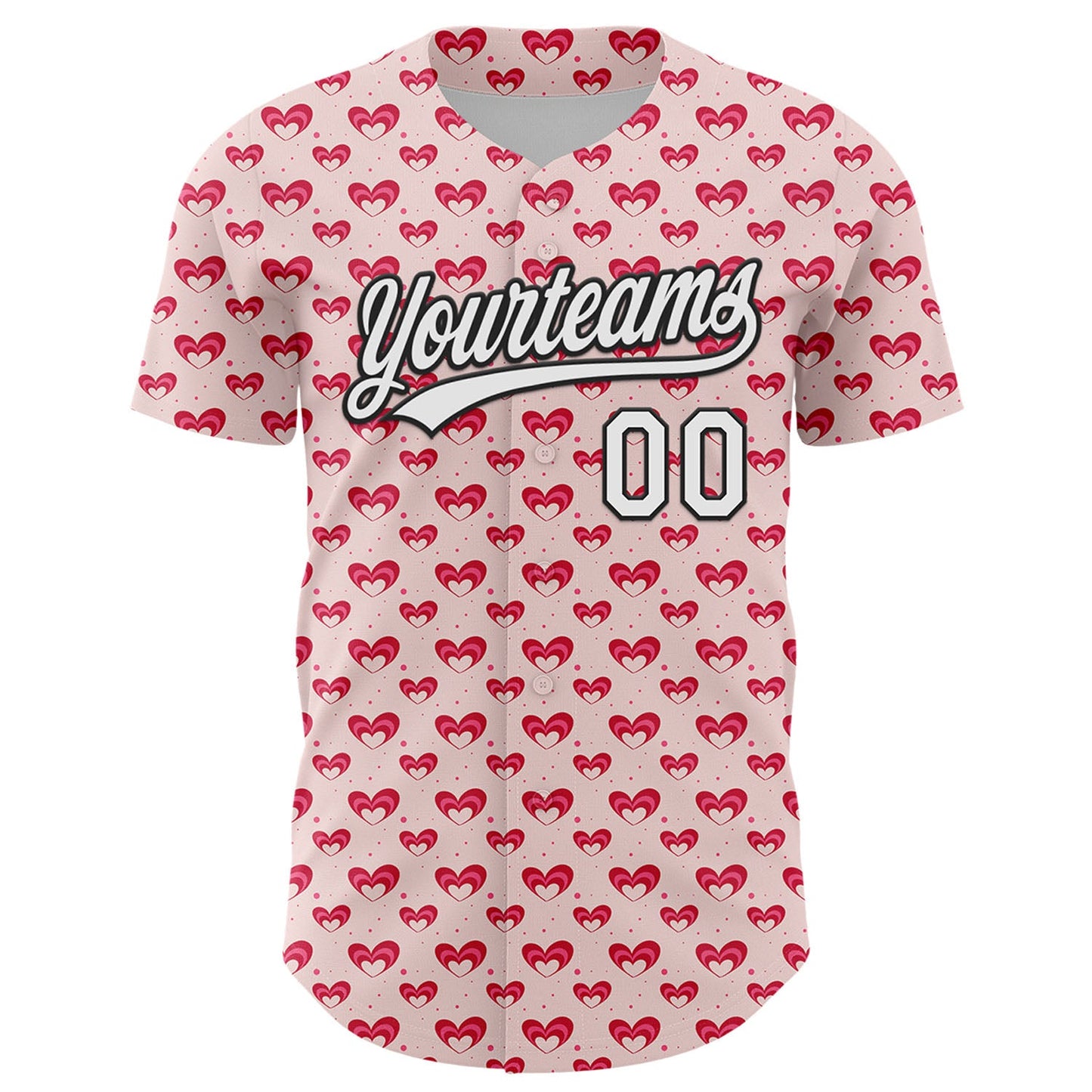 Custom Light Pink White-Black 3D Love Heart Valentine's Day Authentic Baseball Jersey - Sky-Custom