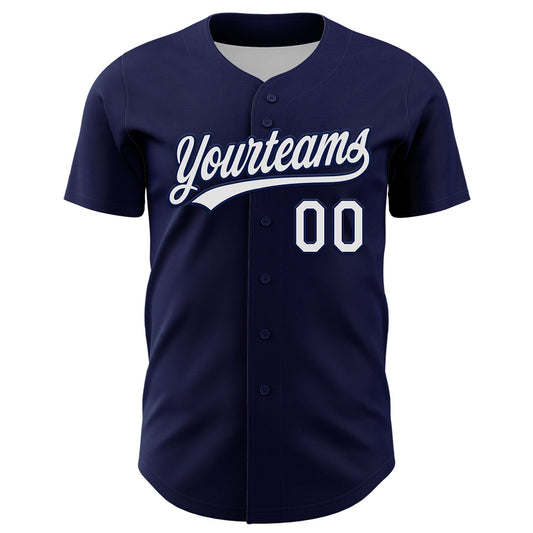 Custom Navy White 3D Love Heart Valentine's Day Authentic Baseball Jersey - Sky-Custom