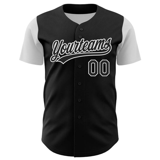 Custom Black White 3D Lung Cancer Ribbon Authentic Baseball Jersey - Sky-Custom