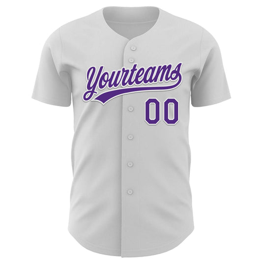 Custom White Purple 3D Pancreatic Cancer Ribbon Authentic Baseball Jersey - Sky-Custom