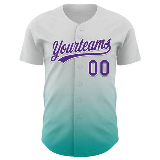Custom White Purple-Aqua 3D Testicular Cancer Ribbon Authentic Baseball Jersey - Sky-Custom