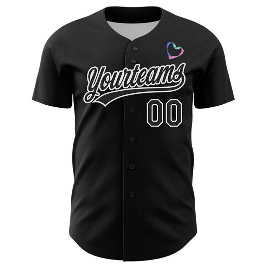 Custom Black White 3D Thyroid Cancer Ribbon Authentic Baseball Jersey - Sky-Custom