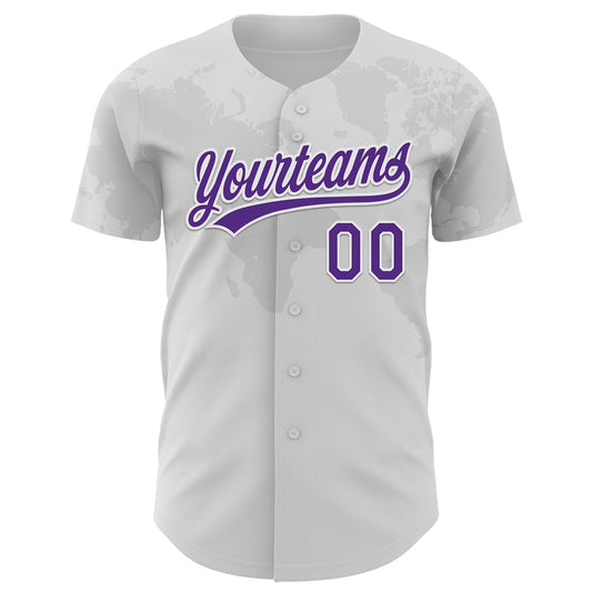 Custom White Purple 3D Thyroid Cancer Ribbon Authentic Baseball Jersey - Sky-Custom