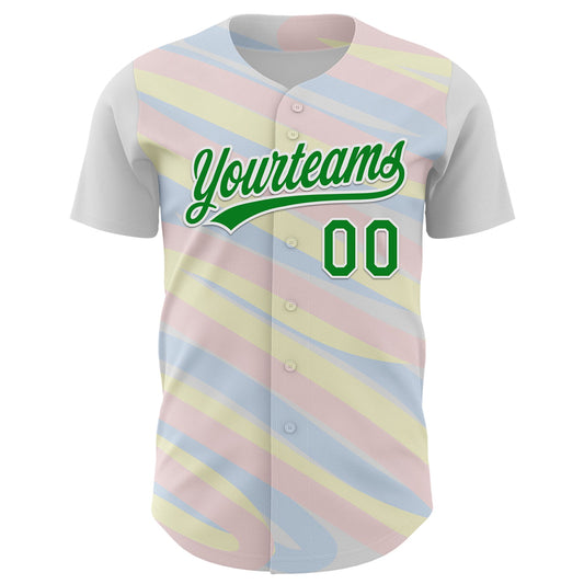 Custom White Grass Green 3D Funny Christmas Authentic Baseball Jersey - Sky-Custom
