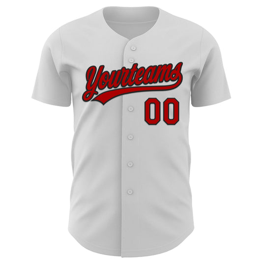Custom White Red-Black 3D Funny Christmas Authentic Baseball Jersey - Sky-Custom