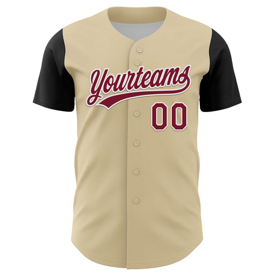 Custom Cream Crimson-White 3D Funny Christmas Authentic Baseball Jersey - Sky-Custom