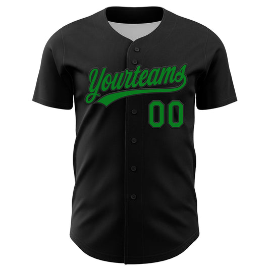 Custom Black Grass Green-Red 3D Funny Christmas Authentic Baseball Jersey - Sky-Custom