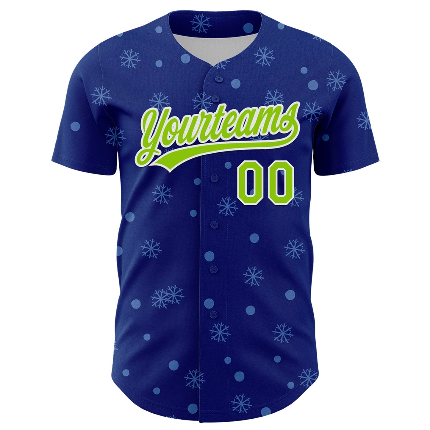 Custom Royal Neon Green-White 3D Funny Christmas Authentic Baseball Jersey - Sky-Custom