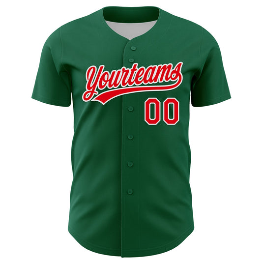 Custom Kelly Green Fire Red-White 3D Funny Christmas Authentic Baseball Jersey - Sky-Custom