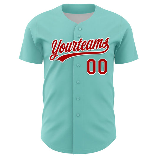 Custom Ice Blue Red-White 3D Funny Christmas Authentic Baseball Jersey - Sky-Custom