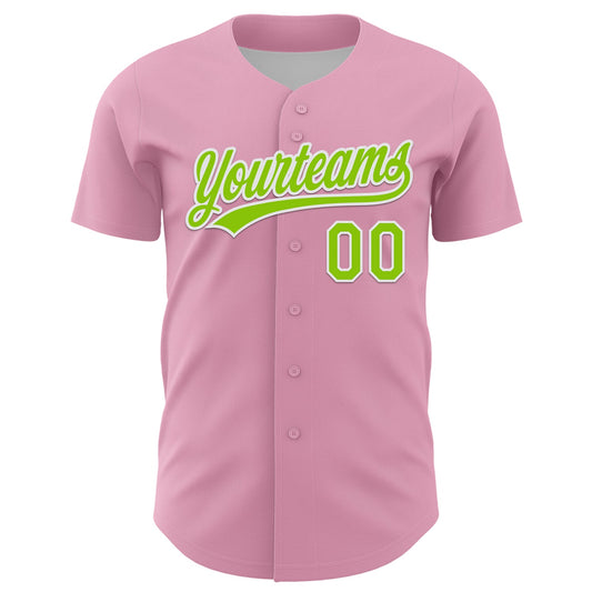 Custom Light Pink Neon Green Red-Kelly Green 3D Funny Christmas Authentic Baseball Jersey - Sky-Custom