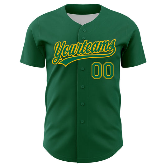 Custom Kelly Green Gold 3D Funny Christmas Authentic Baseball Jersey - Sky-Custom